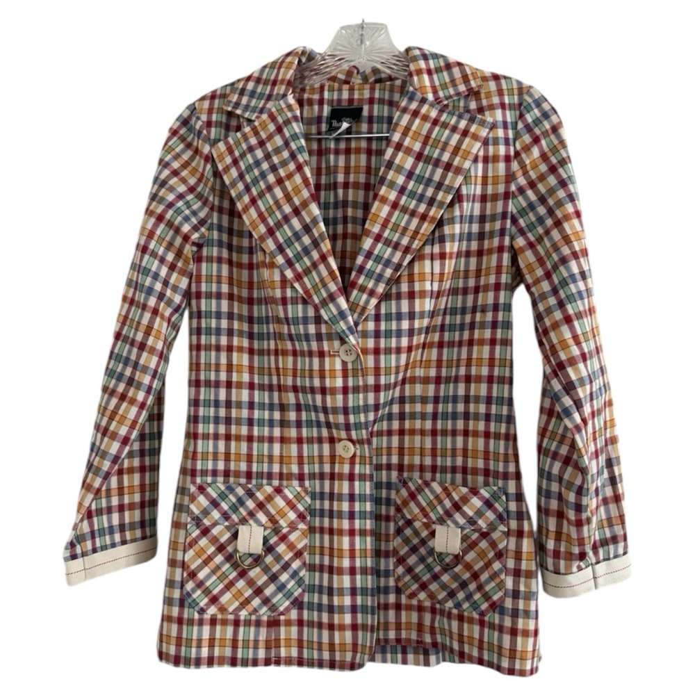 THATS ME Junior Plaid Sportswear Sports Coat Pocketed Blazer-Size 7